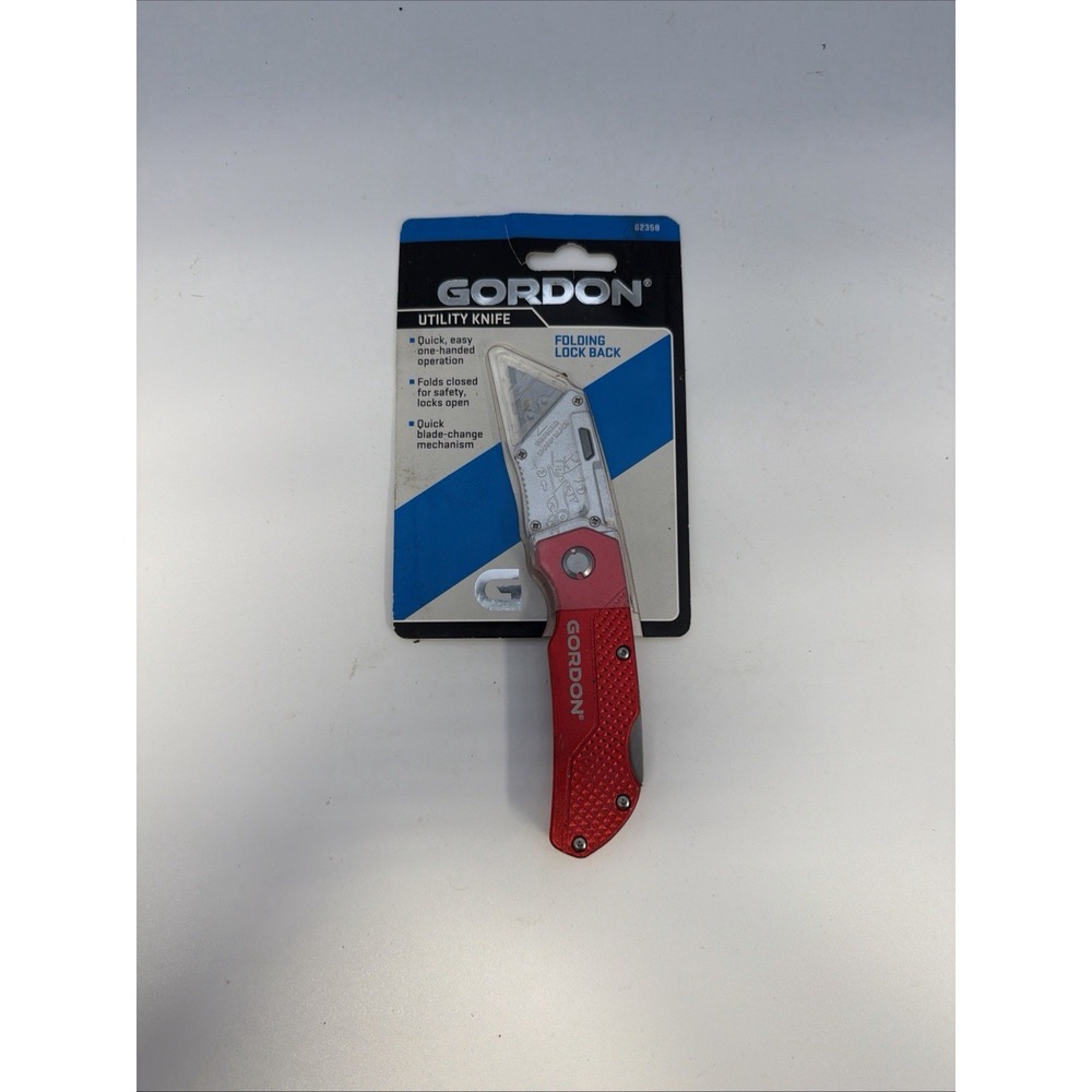 GORDON® Folding Utility Knife | Red | One-Handed Operation | Quick-Change Blade